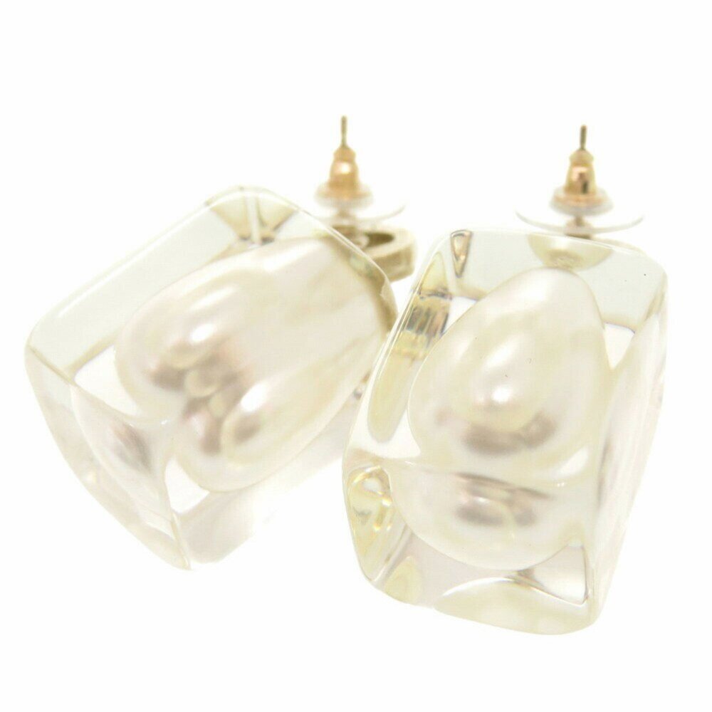 CHANEL White Pearl Logo Earrings - Picture 7 of 8
